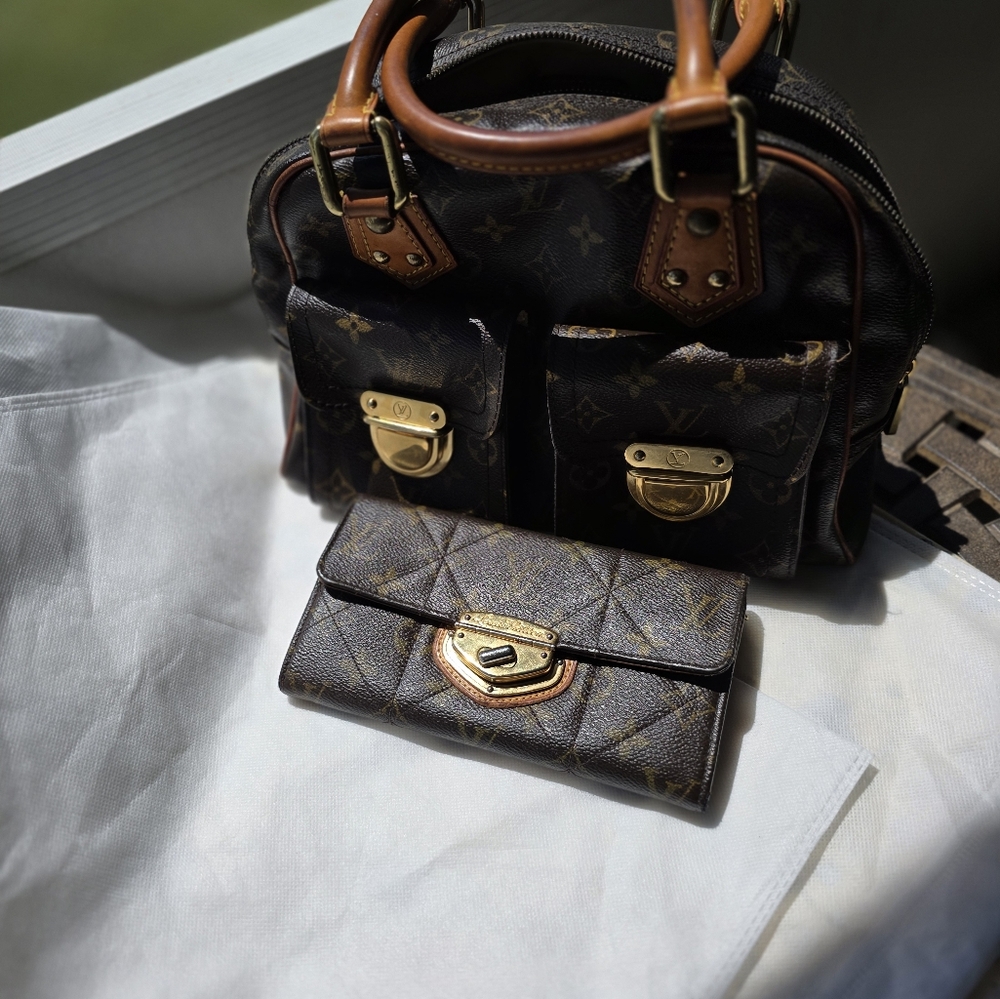 SOLD Louis VuittonBrown Leather Satchel with Gold Accents With Matchingwallet